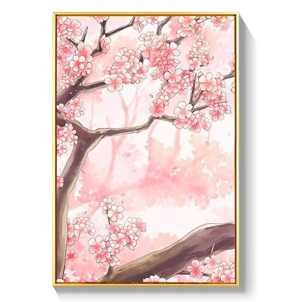 Tableau japonais avec fleur de cerisier rose sakura - Modèle 1